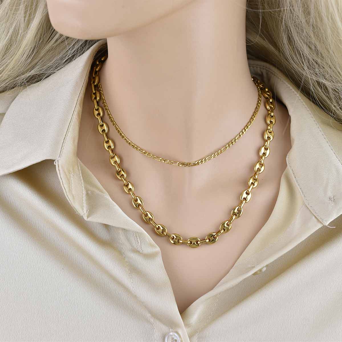 Theta Cubana Chain Gold 8MM Αλυσίδα λαιμού από ανοξείδωτο ατσάλι 316L